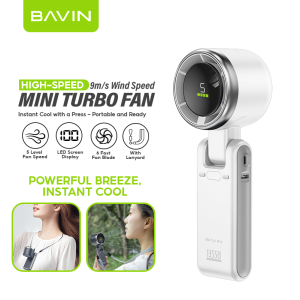 BAVIN BF002 Foldable Handheld Mini Fan LED Display & Portable 5 Speeds Level Rechargeable for Summer