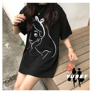 Yusey Summer New Korean-Style Printed Mid-length Short-Sleeved T-shirt (DAVAO)