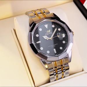 OPK Watch Mens Original Authentic Fashion Simple Calendar Quartz Dial Imported Waterproof Stainless Steel Strap Casual Watch