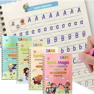 FAMILY`S CHOICE 4 Books/Set Copybook Kids English Learning Calligraphy Magic Books with Pen Children Writing Practi Copybook 4 Books/Set Copybook