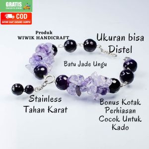 Gelang Tangan Wanita / Gelang Batu Cewek Stainless Tahan Karat Batu beads Jade Merah Marun Kado Hadiah Terbaru