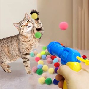 【The Phoenix】ปืนยิงแมว เครื่องส่งสัญญาณลูกบอน ของเล่นแมว ลูกบอลไหมพรมแมว ลูกบอลของเล่นแมวตลกปิดเสียงยืดหยุ่น