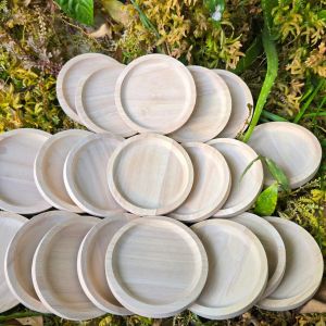 จานรองแก้ว ที่รองแก้ว ไม้ยางพารา แบบเปล่า ขนาด 10 ซม. ราคาส่ง