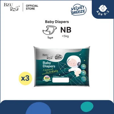 BZU BZU VelvetBreeze Baby Diapers Tape Trial Pack Bundle