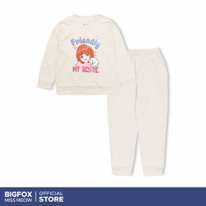 [Bộ nỉ BG dài tay 01 311] Bộ nỉ dài tay cho bé gái Bigfox Miss Meow chất nỉ da cá mùa thu đông kiểu dáng Hàn Quốc đại trẻ em 3711 tuổi 39kg