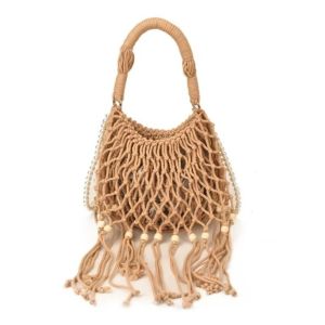 REEBO Kích thước lớn Túi đi biển dệt Chi tiết tua rua Thanh lịch Túi đeo chéo phong cách Bohemian Mới Dây đeo chuỗi ngọc trai Túi đeo vai Phụ nữ