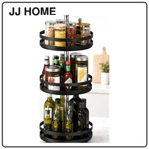 【JJ HOME】360 Rotating Spice Rack / Kitchen Countertop Seasoning Organizer / Round Multi-Tier Turntable Rack