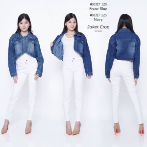 Jaket Jeans Wanitan Crop Kekinian Jaket Denim Wanita Premium Croptop