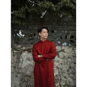 Áo dài cách tân Nam kéo khóa sau chất lụa mềm mại mặc đi chụp ảnh sự kiện lễ tết_TH ÁO DÀI HÀ THÀNH