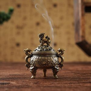 Lư đồng mini long vân họa tiết rồng bay – xông trầm hương thư giãn thanh lọc không gian