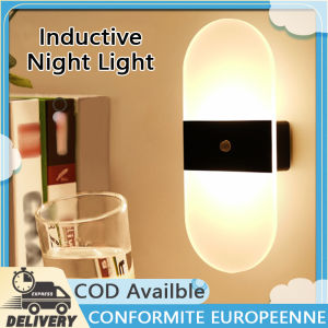 Nordic Style Simple Touch Sensing LED Wall Light Household Human Body Induction Punch-Free Night Light Bedroom Bedside Lamp  USB Rechargeable Unplugged Free Wiring Intelligent Night Light for Living Room Aisle Corridor