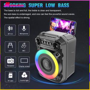 Portable Speaker Rich Bass Wireless Speaker RGB Lights Karaoke Speaker with Microphone Suitable for Home Theater Outdoor Dance Party