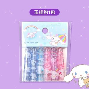 6Pcs/Bag Kawaii Sanrio Pencil Cap Cartoon Hello Kitty Kuromi Pen Topper Covers Pencil Extender Stationery School Supplies