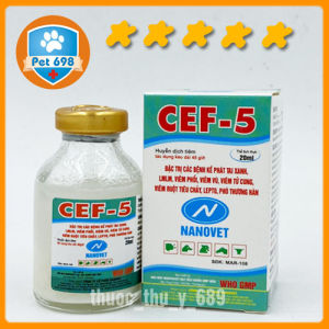 20ml CEF-5-NANOVET chữa bệnh đường hô hấp chó. mèo thú cảnh PET-698