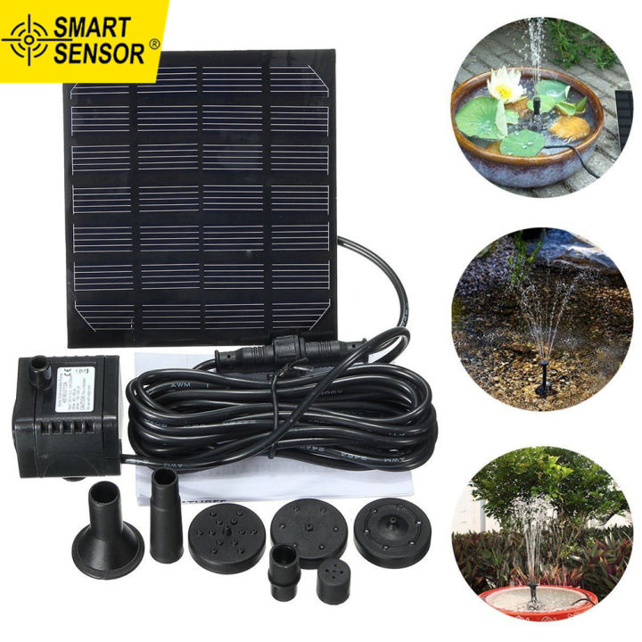 Smart Sensor 7V 1.5W Solar Water Pump Fountain Garden Floating Plants ...