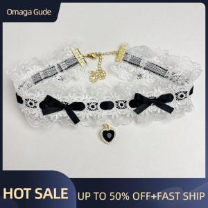 Omaga Short Lace Choker Nekclace For Women Girl Fashion Lolitas Heart Pendant Gothic Collar Necklace Gift For Party Cosplay Jewelry