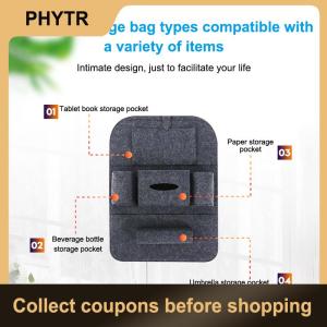 【PHYTR】 Felt Car Seat Back Organizer Kick Mats Car Back Seat Protector For Kids 6-Pocket Storage