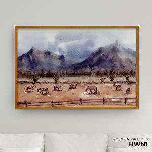 Wooden Projects Hiasan Dinding Frame Kayu Premium Wall Decor Pajangan Kamar Rumah Aesthetic Dekorasi Ruang Tamu Pemandangan Hewan - HWN