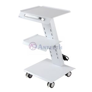 Clinic Moving Trolley Three-layer Bright White Functional Car Cosmetics Pet Dental Clinic Mobile Tool Cart