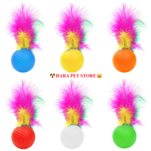 Đồ chơi bóng nhựa nảy gắn lông vũ cho Chó Mèo (mẫu mớI) - Hara Pet Store