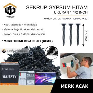 BAUT SEKRUP GYPSUM 3.5 CM ±400 PCS 6 x 1 1/2 HITAM drywall screw kotak murah