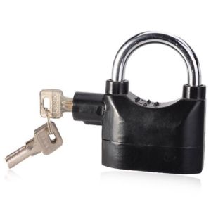 On Hand Alarm Lock Anti Theft Security System Padlock Black Waterproof Siren Alarm Motor lock long size