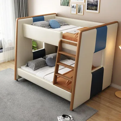 Bed Frame Thickened Solid Wood Bunk Two-Layer Bed Height-Adjustable Bed Upper and Lower Bunk Children Double Layer Combined Bed