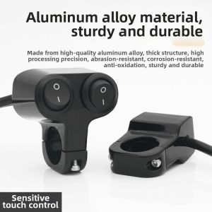 LIWU 12~100V Công tắc đèn pha xe máy Nhôm Phổ quát Công tắc ngắt điện xe điện Chất lượng cao 22mm Công tắc tay lái xe máy