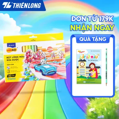 Bút lông 20 màu Pastel Washable Fiber Pen Thiên Long Colokit SWM-C008 - Bút lông màu rửa được an toàn sử dụng tô màu vẽ tranh calligraphy