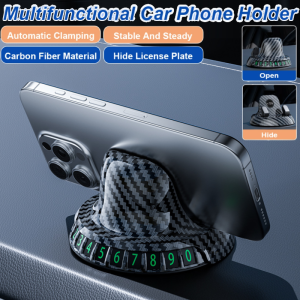 Cell Phone Holder Multifunction Number Plate Car Center Console Multifunction Cell Phone Holder 360° Adjustable Dashboard Mount
