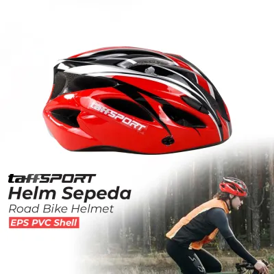 TaffSPORT Helm Sepeda Bicycle Road Bike Helmet EPS PVC Shell - WX022 - Red