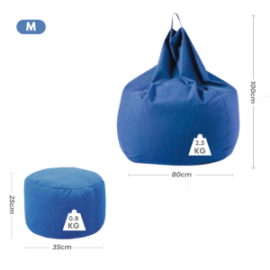 Ghế lười 3ii Home hạt xốp kèm đôn gác chân vải nhung cao cấp màu xanh thiết kế hiện đại chất lượng đảm bảo