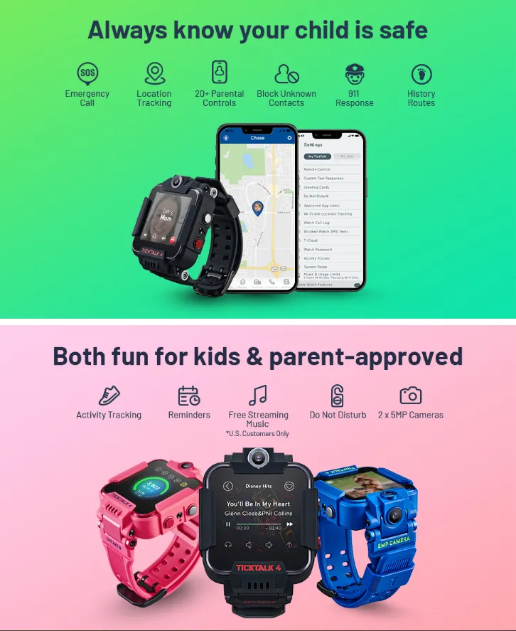 TickTalk Unlocked 4G LTE Kids Smart Watch Phone with GPS Tracker