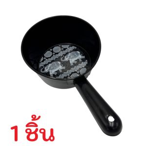(1 2 3ชิ้น) [SP-31]ขันน้ำมีด้ามจับ สีดำชิคๆ ลายช้าง โรงงานขายเอง ขันตักน้ำ เล่นสงกรานต์ ทรงสวย เนื้อหนา SoftPower