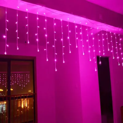 96/200L Waterproof Solar Led Curtain Lights Solar And Plug In 220V For Christmas Outdoor Decorations With ICC