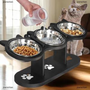 [COD] jiameitan ชามอาหารแมวชามอาหารสัตว์เลี้ยงแบบยกสูงชามอาหารและน้ำแมวในร่มชามแมวพร้อมขาตั้งจานบนโต๊ะรับประทานอาหารสำหรับแมว