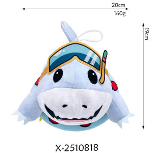 New Anime Jeff The Land Shark 8-Inch Plush Toys Kawaii Stuffed Dolls Cute Sharp Animals Doll Plushies Kids Birthday Gifts Custom