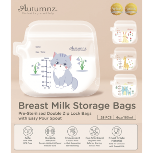 5 Boxes Autumnz Breast milk Breastmilk storage bags *BPA Free *Double Ziplock *Thermal sensor Milk bags (28pcs/Box)