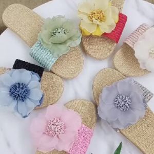 [Free Shipping] New Summer Non-Slip Home Shoes In Stock Soft Sole Indoor Sandals Floral Breathable Casual Linen Slippers For Women