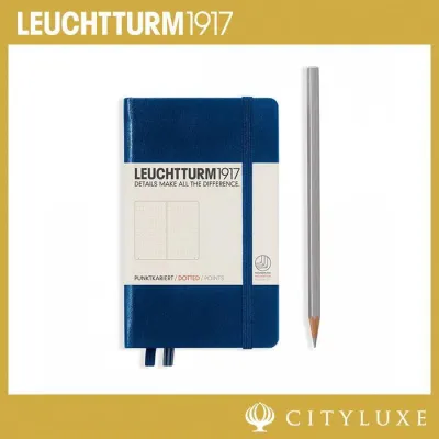 Leuchtturm 1917 Pocket A6 Hardcover Dotted Notebook Black / Purple / New Pink / Berry / Red / Orange / Lemon / Fresh Green / Lime / Emerald / Ice Blue / Azure / Nordic Blue / Royal Blue / Navy / Army / Sand / Anthracite Planner Threaded Index 80gsm