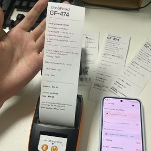 Support Grab Merchant Mini Portable Thermal Handheld 58mm Receipt Printer Maker for Retail Stores Restaurants Factories Logistics Printing POS