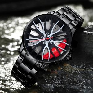 Automatic Movement Mens Watch Wheel Hubs Style Non-Mechanical Watch Quartz Steel Strap Watch Fashion Watch