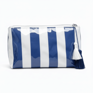 NO4 PANDA Waterproof Striped Cosmetic Bag Polyester Lining Large Capacity PVC Toiletry Bag Durable Simple Beach Storage Bag Women