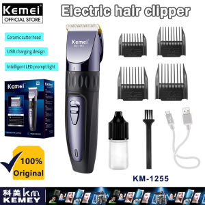Kemei KM-1255 Professional Hair Cutter Machine Trimmer Ceramic Cutter Head LED Household USB Rechargeable Hair Clipper