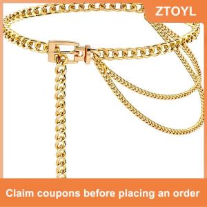 【ZTOYL】 Multi Layer Metal Chain Belts for Women Waistbands Long Tassel Waist Chain Dress Jeans Belts Lady Waistband Belts Women Body Chain