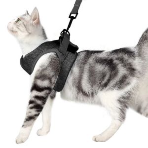 SHENEY Soft Pet Harness Leash Set Breathable Polyester Cat Escape Proof Collar Strap Comfortable Lightweight Cat Chest Strap Cat