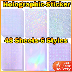 48 Sheets Holographic-Sticker Paper Paper A4 Size Waterproof-Rainbow/Circles/Gem/Spots/Star/Heart