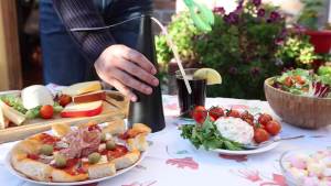 Fan for Tables – USB Powered/AA Battery Powered Soundless Fly Swatter with Holographic Blades – Portable Fly Fan for Bees Wasps & Outdoor Use (1 Silver)