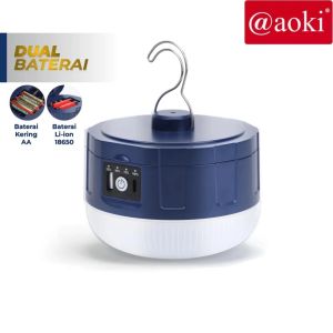 AOKI OmniGlow 238 – Lampu Emergency LED Gantung Dual Baterai Cas Tipe-C Lampu Serbaguna Powerbank Output -SS