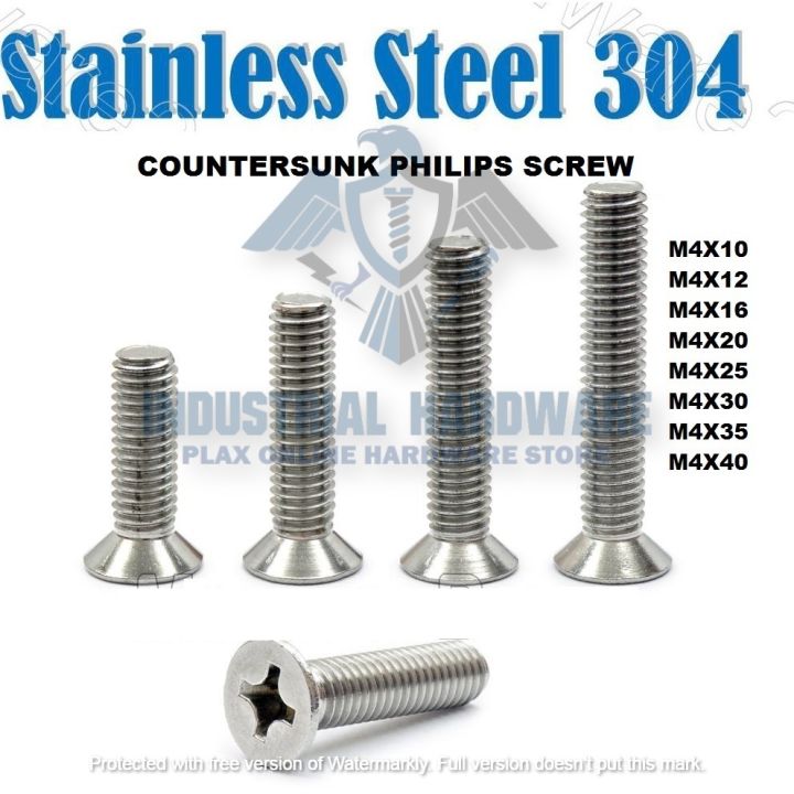 M4 CSK Countersunk Philips Screw Flat Head Screw 304 Stainless Steel ...